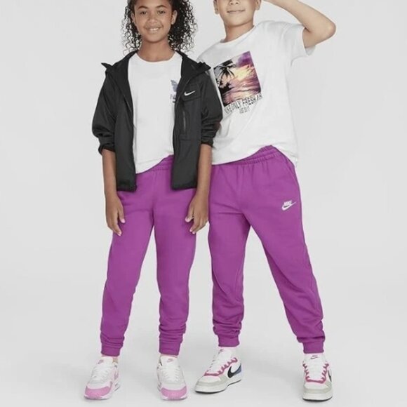 Nike Sportswear Club Fleece Big Kids' Joggers (Hot Fuchsia/White) Size Large - Picture 1 of 3